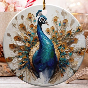 Stunning Peacock Figurine, Unique Peacock Decor, Handcrafted Home Accent, Colorful Bird Ornament, Detailed Art Piece, Elegant Display image 1