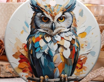 Handcrafted Owl Ornaments, Unique Colorful Owl Decoration, Perfect Gift for Owl Lovers, Home Decor Owl Art, Collectible Owl Figurine