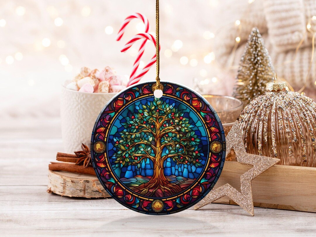 Stained Glass Look Tree of Life Ornament, Vibrant Tree Suncatcher ...