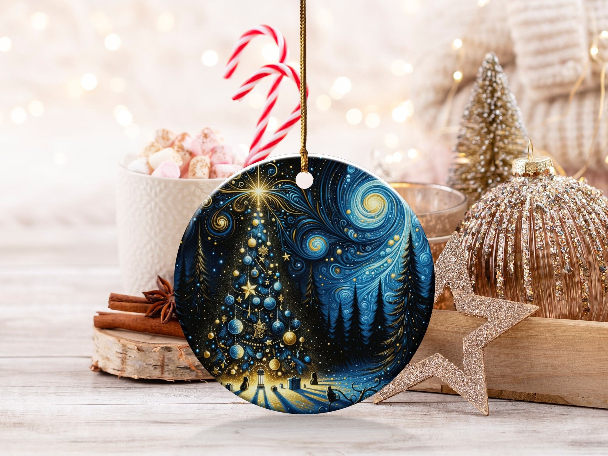 Christmas 2024 Ornament, Christmas Decoration, Holiday Gift,Heirloom Keepsake, Round Ceramic, Gift Exchange, Gift Idea, Christmas Tree