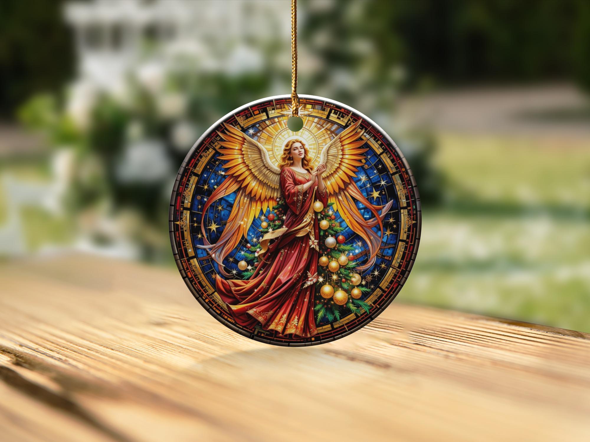 天使のオーナメント、クリスマスツリーのオーナメント、天の天使、陶器