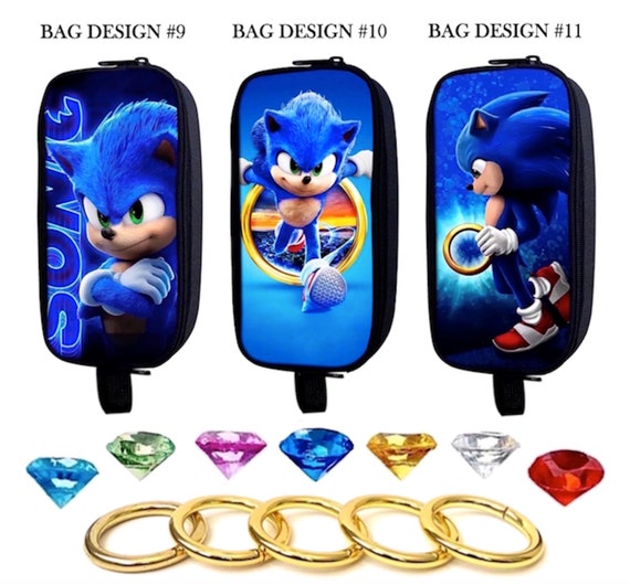 SONIC THE HEDGEHOG CHAOS EMERALDS FUll SET PLUS 10 GOLD RINGS & 1 SONIC  STICKERS