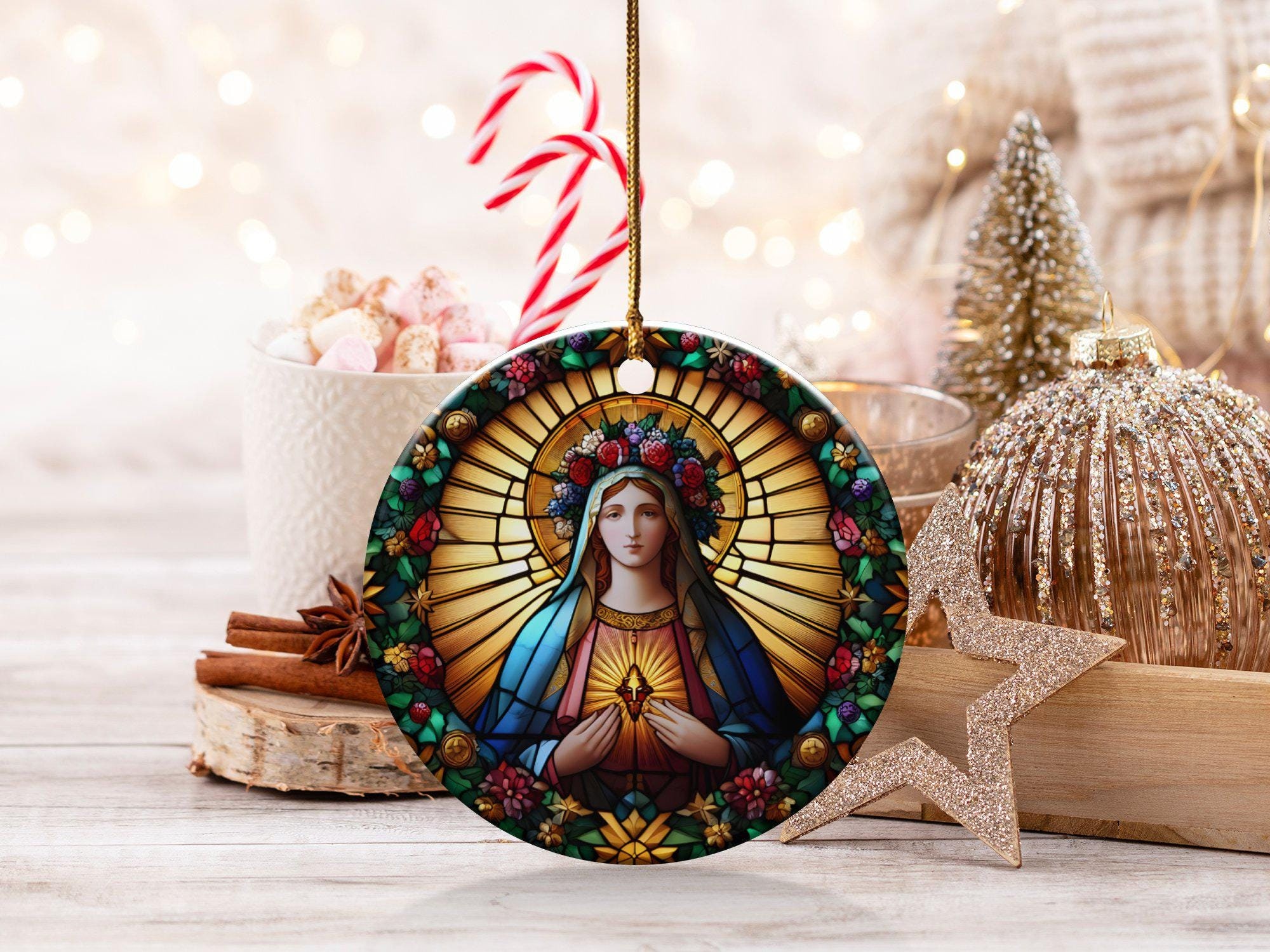 聖母マリアの陶器の飾り、宗教的な室内装飾、キリスト教の壁掛けアート