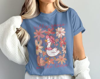 Camiseta "Silly Goose On The Loose" de Comfort Colors, divertida camiseta de ganso, adorable camiseta de animal, divertida camiseta de ganso, adorable camiseta con ilustración de ganso