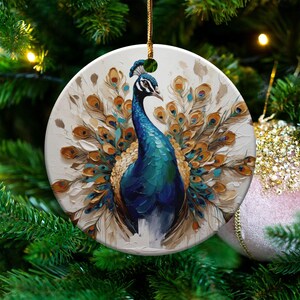 Stunning Peacock Figurine, Unique Peacock Decor, Handcrafted Home Accent, Colorful Bird Ornament, Detailed Art Piece, Elegant Display image 2