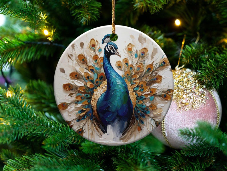 Stunning Peacock Figurine, Unique Peacock Decor, Handcrafted Home Accent, Colorful Bird Ornament, Detailed Art Piece, Elegant Display image 2