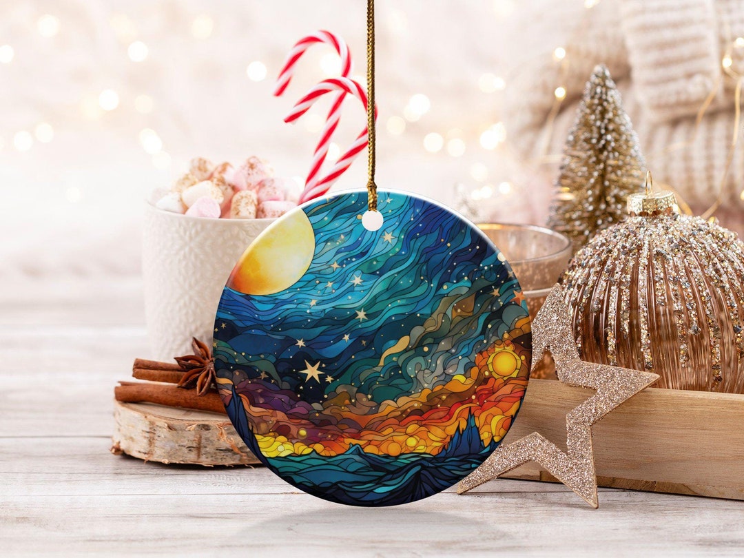 天体をテーマにした装飾品、夜空のアート装飾品、陶器風装飾品、太陽と