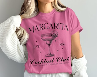 Camiseta Comfort Colors Margarita Cocktail Club, camiseta vintage de margarita, divertida camiseta gráfica de margarita, camiseta para beber margarita, camiseta de 1952
