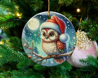 かわいいクリスマスフクロウのオーナメント、クリスマスツリーの飾り