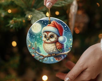 クリスマスオーナメント 8ケ リス くま フクロウ どんぐり お家 OWC好きに かわいいクリスマスフクロウのオーナメント、クリスマスツリーの飾り