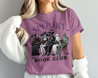 Comfort Colors Spooky Book Club T-Shirt,Funny Halloween Shirt,Reading Lovers Tee,Horror Inspired T-Shirt,Unique Graphic Tee,Cozy Fall Outfit