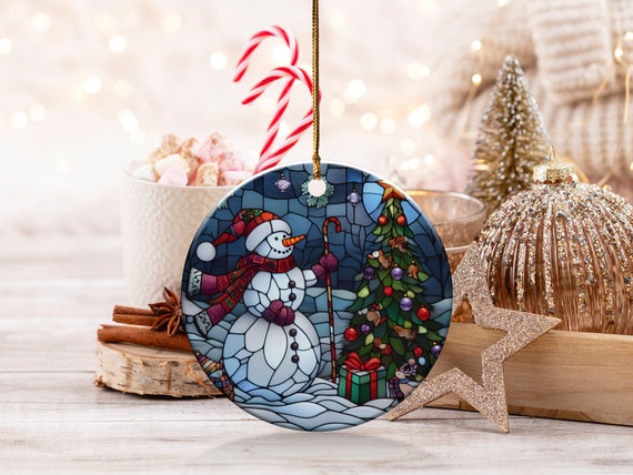 Keramik Christbaumschmuck, Schneemann und Weihnachtsbaum Dekoration, Weihnachtsgeschenk, Festive Home Decor, Winter Wunderland