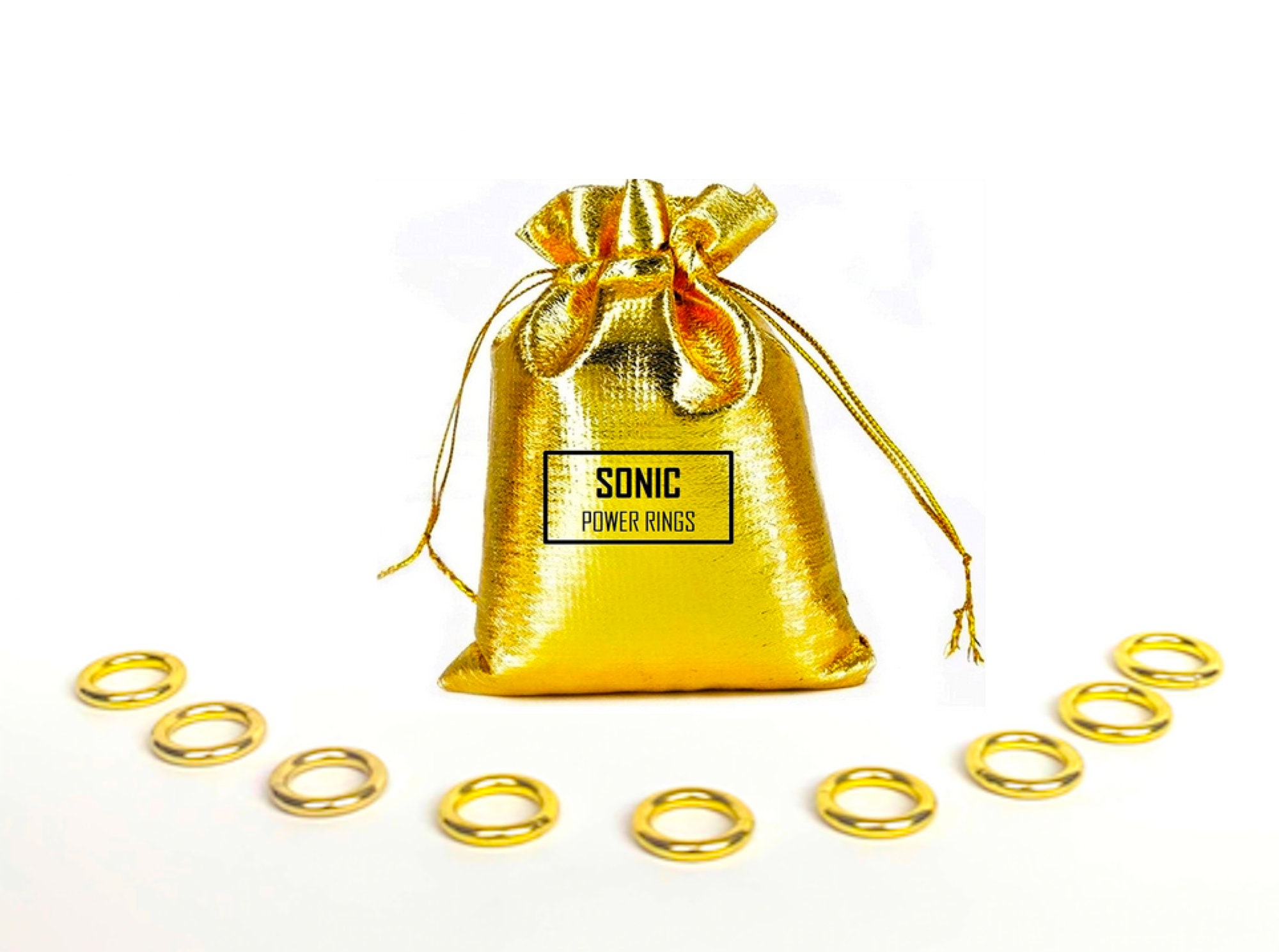 Sonic - Gold 9 Mini Metal Power Rings - Game Figure Display