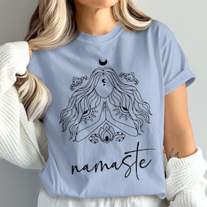Comfort Colors Namaste Yoga T-Shirt,Spiritual Tee,Meditation Shirt,Yoga Pose Graphic Tee,Mindfulness Clothing,Yoga Lover Gift,Boho Style Top