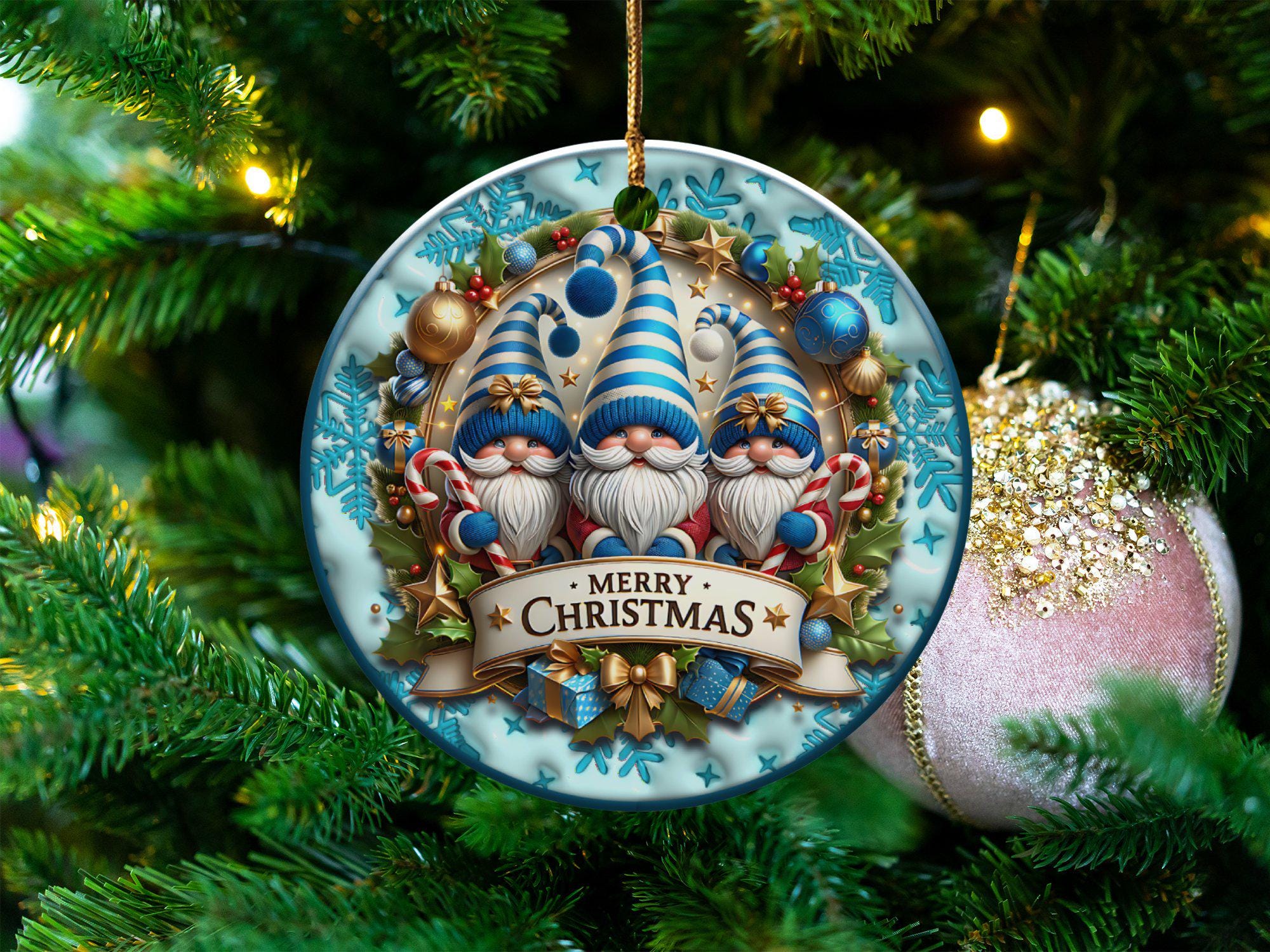 メリークリスマスオーナメント、お祭りのノームクリスマス