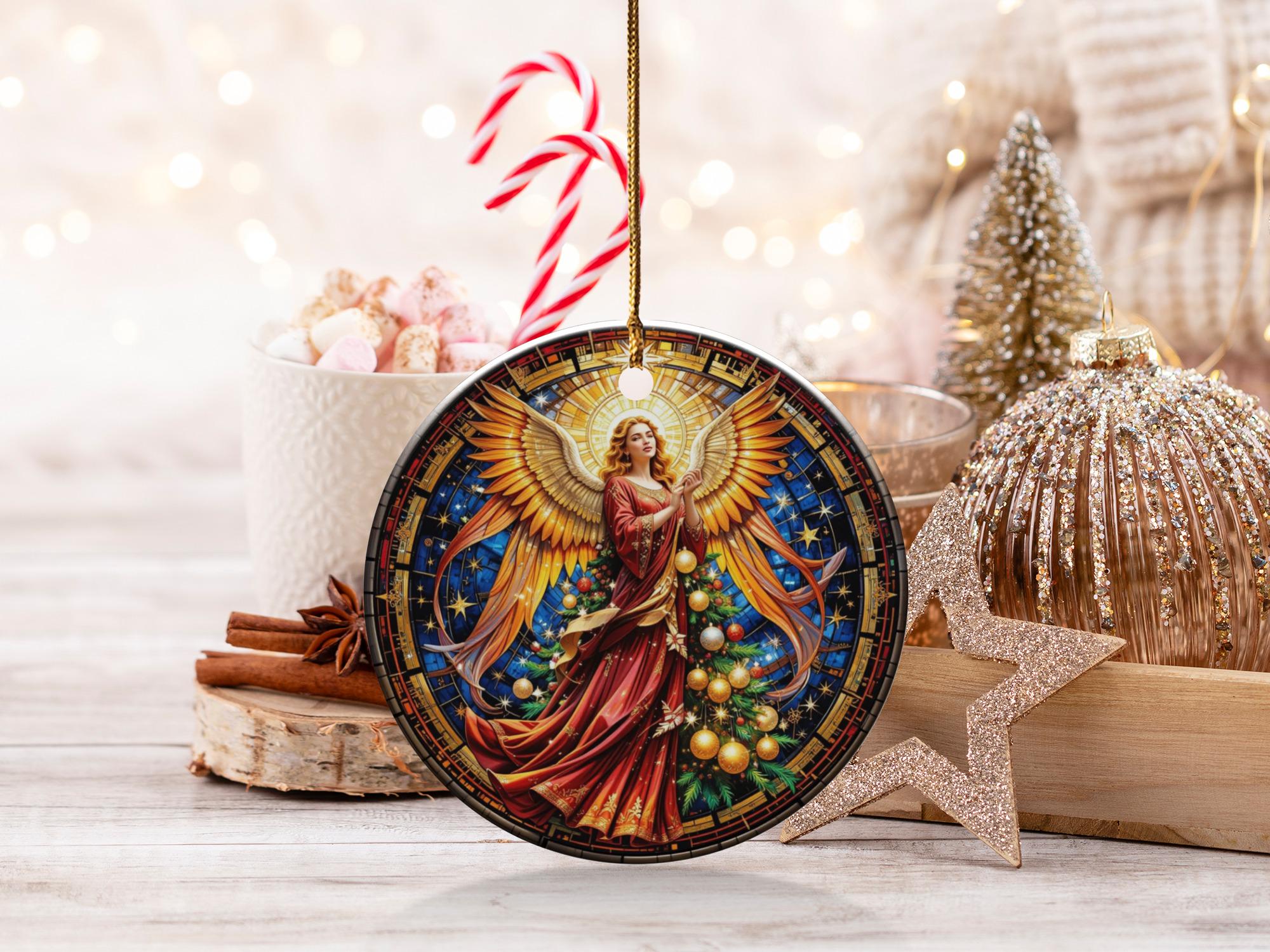 天使のオーナメント、クリスマスツリーのオーナメント、天の天使、陶器