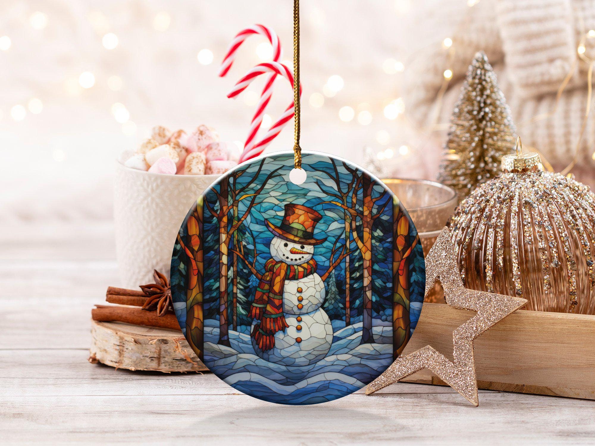 Ceramic Snowman Ornament Handcrafted Christmas Decor Winter