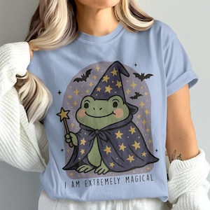 Comfort Colors Magical Frog T-Shirt, Wizard Frog Tee, Cute Animal Shirt, Whimsical Graphic Tee, Witchcore Shirt, Halloween Tee, Frog Lover