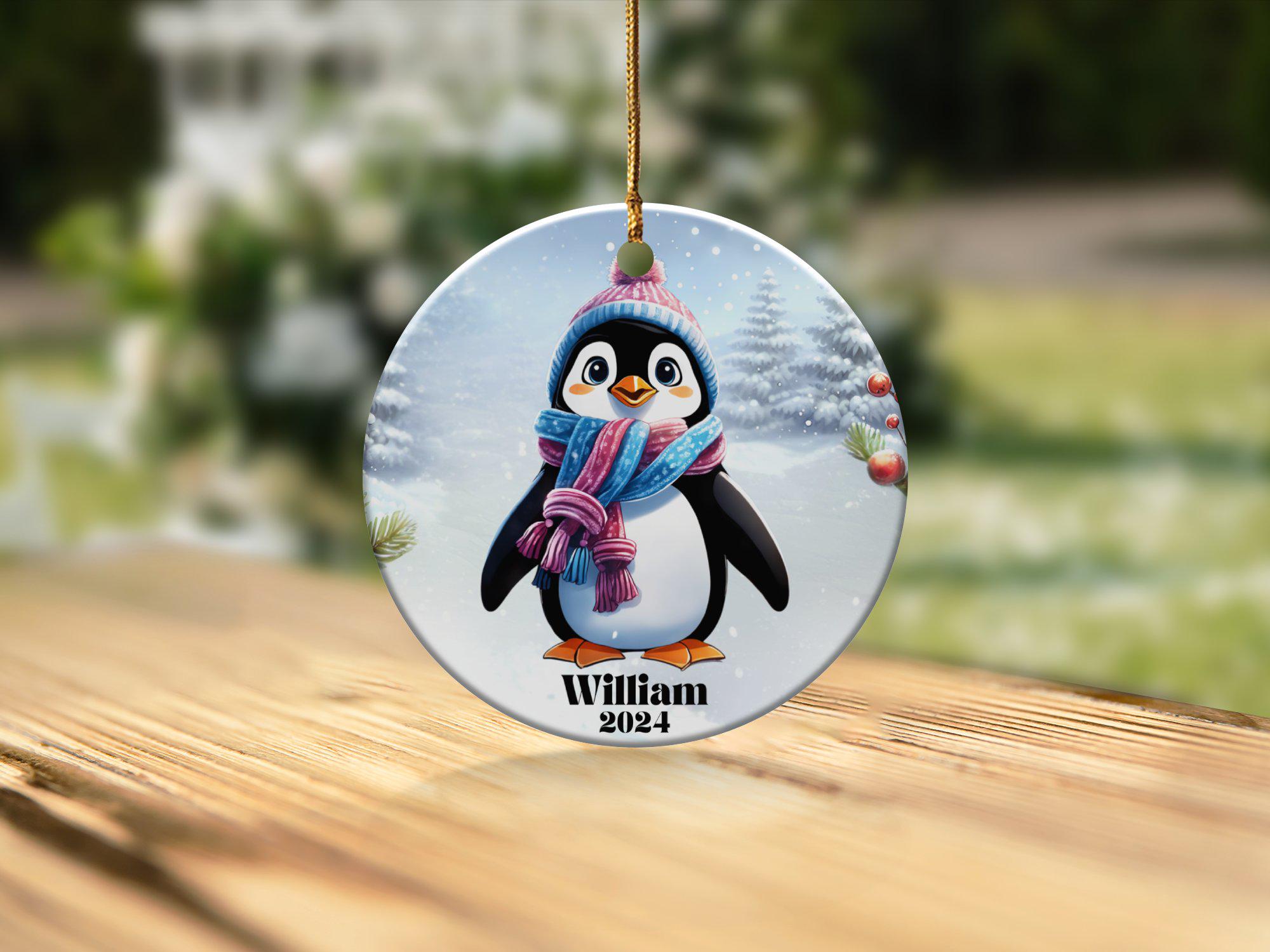 ペンギンのクリスマスオーナメント、かわいい冬の装飾、カスタマイズ 