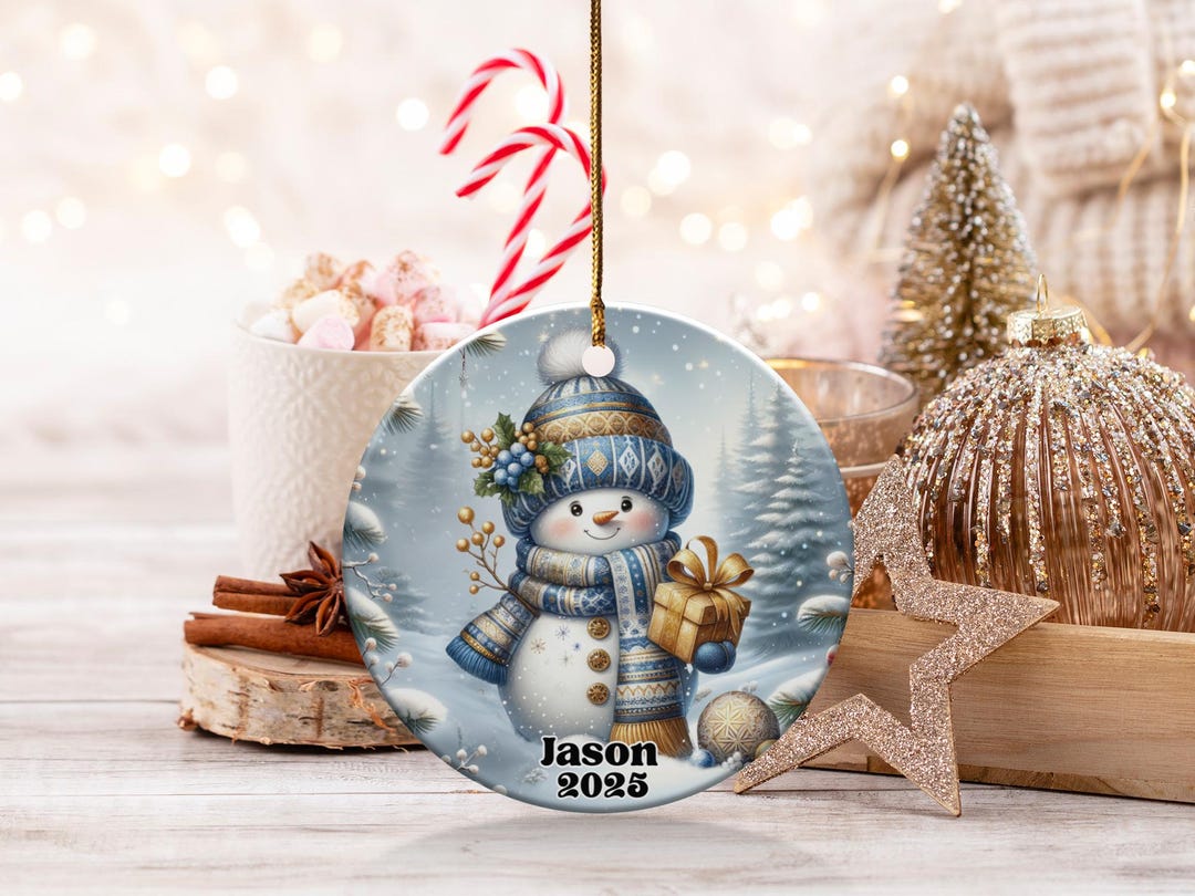 Personalized Snowman Ornament, Custom Name Ornament, Christmas Ornament ...