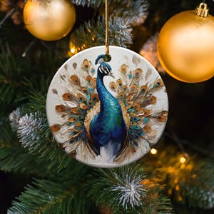 Stunning Peacock Figurine, Unique Peacock Decor, Handcrafted Home Accent, Colorful Bird Ornament, Detailed Art Piece, Elegant Display image 4