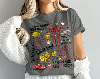 Comfort Colors Baseball Lover Shirt, Game Day T-Shirt, Sports Fan Gift Tee, No Place Like Home Shirt, 'Tis The Season Baseball Tee