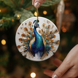 Stunning Peacock Figurine, Unique Peacock Decor, Handcrafted Home Accent, Colorful Bird Ornament, Detailed Art Piece, Elegant Display image 3