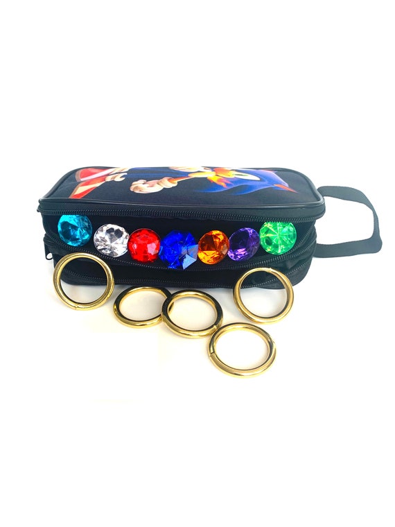 Sonic The Hedgehog 7 Chaos Emeralds And 5 Power Rings With A Bag
