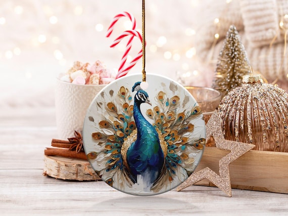 Stunning Peacock Figurine, Unique Peacock Decor, Handcrafted Home Accent, Colorful Bird Ornament, Detailed Art Piece, Elegant Display