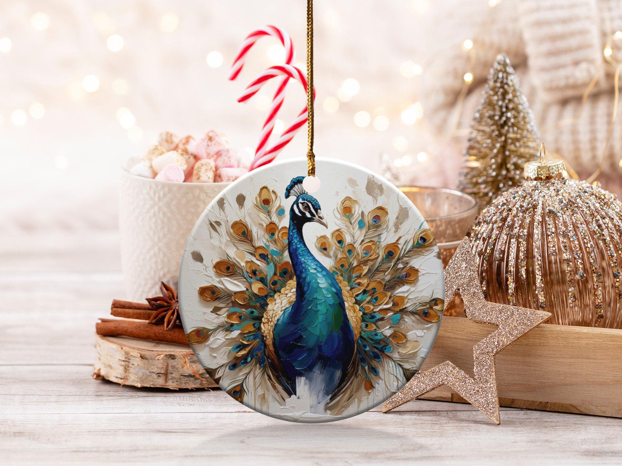 Stunning Peacock Figurine, Unique Peacock Decor, Handcrafted Home Accent, Colorful Bird Ornament, Detailed Art Piece, Elegant Display