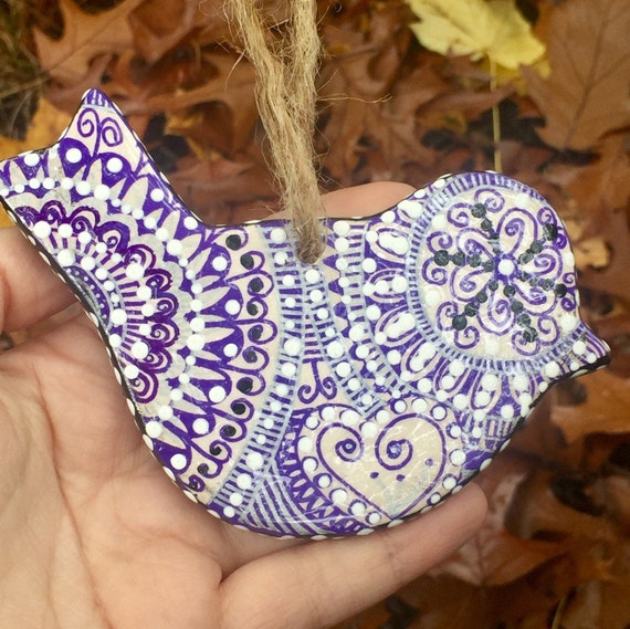Ceramic Bird Ornament Hand Painted Ornament Bird Gift Bird Etsy