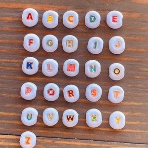 High quality brass white enamel glossy multi color alphabet letter symbol number bead each PZ-84