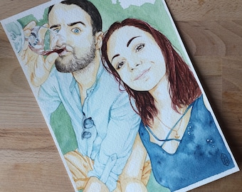 handmade watercolor portrait from photo/original gift/original painting/custom portrait/watercolor painting/handmade drawing