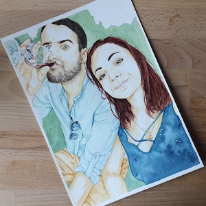 handgemaakt aquarelportret van foto/origineel cadeau/origineel schilderij/portret op maat/aquarelschilderij/handgemaakte tekening