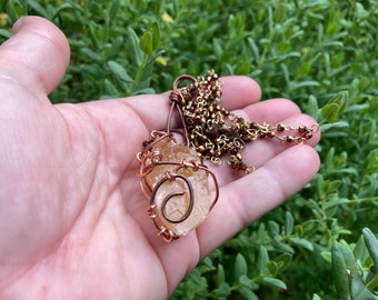 Honey Calcite (or Amber Calcite) & Copper Necklace