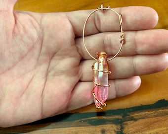 Reiki-Blessed Pink + Orange Aura Quartz & Copper Necklace: “The Unicorn Collection”