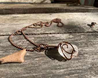 Clear Calcite & Copper Necklace (Reiki Blessed)