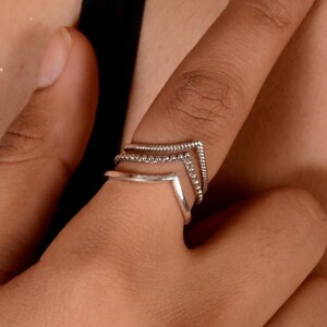 Chevron Ring, Women's Triple Chevron Ring, V Ring, Thumb Ring, Sterling Silver Chevron Ring, Midi Ring, Stacking Ring, Sterling Silver Ring