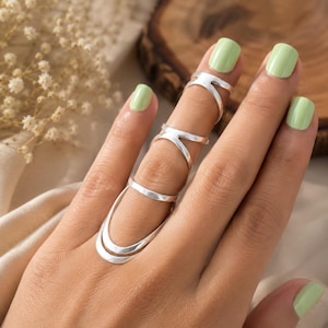 Elegant Sterling Silver Plated Full Finger Splint Ring - Adjustable Multi-Joint Stability for Arthritis & EDS