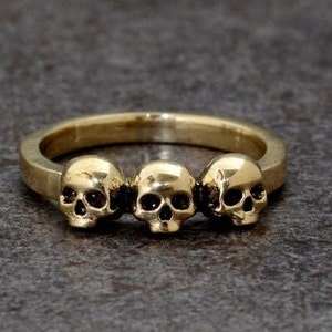 Gold Skull Ring, Skull Ring, Gothic Ring, Horror Ring, Skeleton Ring, Skull Head Ring, Handmade Jewelry, Men's Ring, Christmas gifts