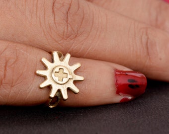 Sun ring in brass, full sun ring, brass ring, sun rays ring, spike ring, gift for her, dainty ring, Gift Ring, Brass Band Ring, Ring For Her