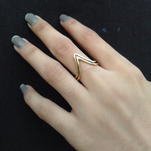 Chevron Ring, Gold Ring, Dainty Ring, Double Chevron Ring, Boho Ring, Midi Ring, Ethnic Ring, Promise Ring, Gift For Her, Christmas Gifts