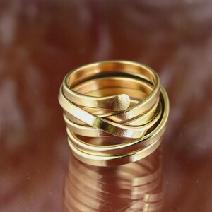 Gold Coil Wrap Ring • Minimalist Multi-Band Ring • Wide Spiral Statement Ring • Modern Adjustable Stacking Jewelry • Everyday Gift for Her