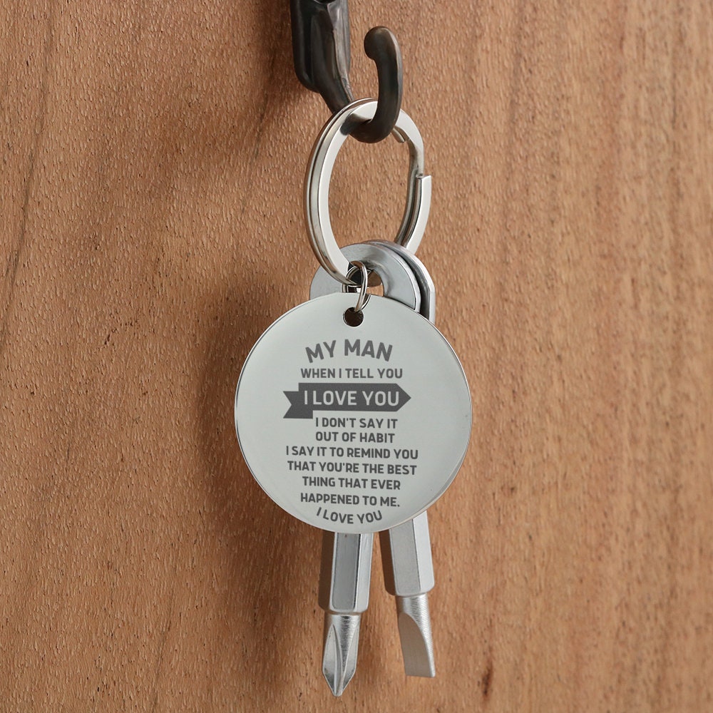 Husband Boyfriend Engraved Screwdriver Keychain Gift for My Man