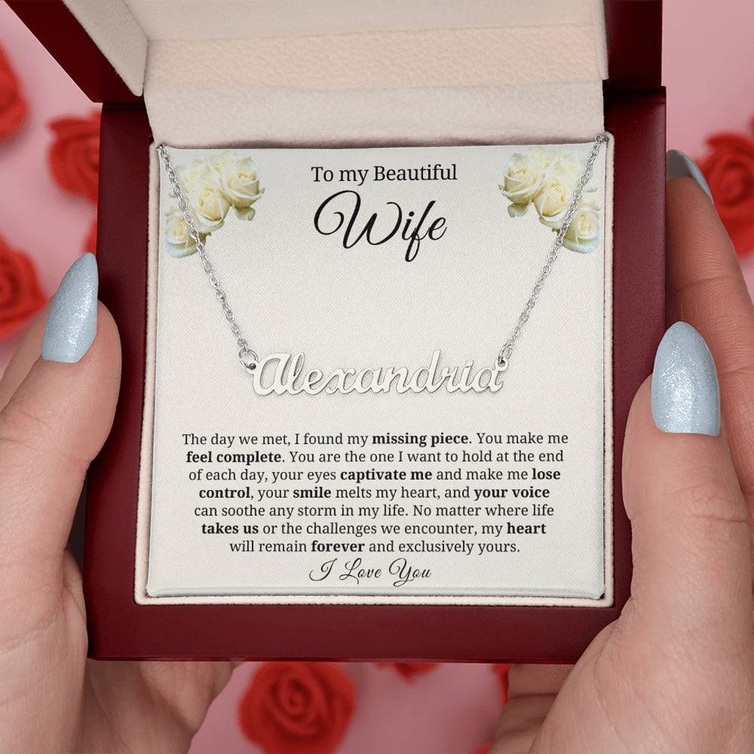 Personalized Valentines Day Gift for Wife Necklace, Wife Birthday Gift