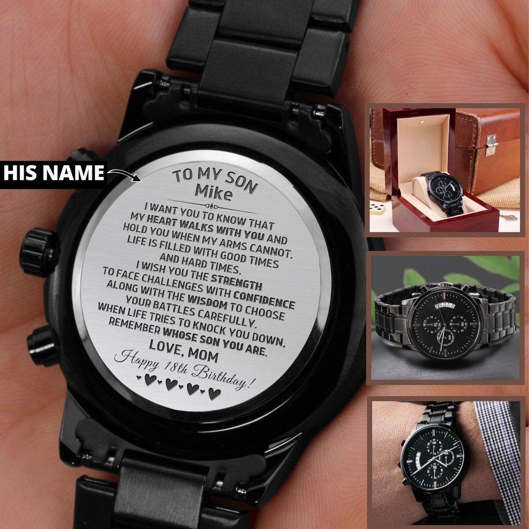 Engraved Watch for Son 18th Birthday Gift, Personalized 18th Birthday Gift for Son, Custom 18th
