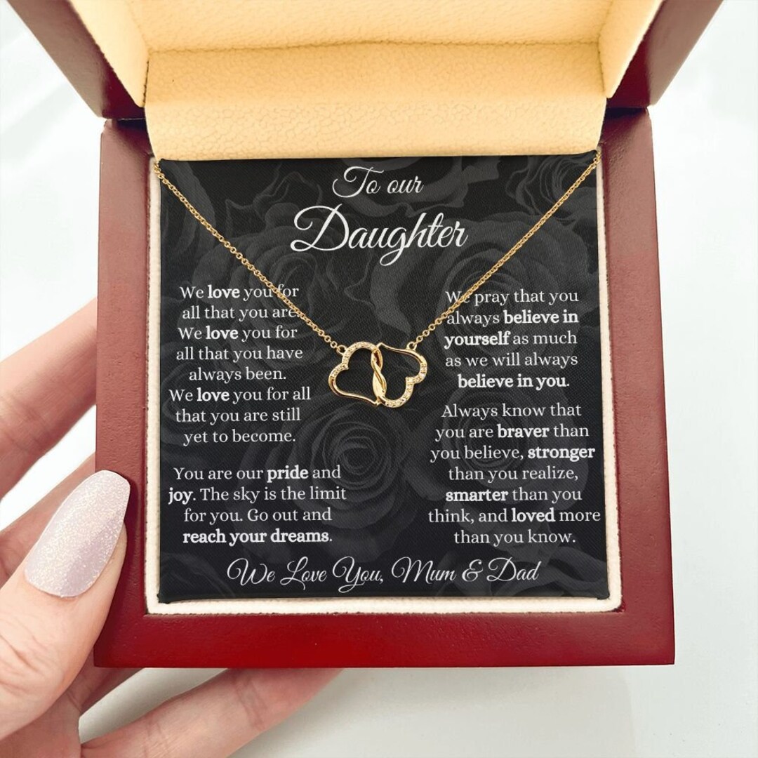 Diamond and Gold Necklace for Daughter From Mom and Dad, to Our