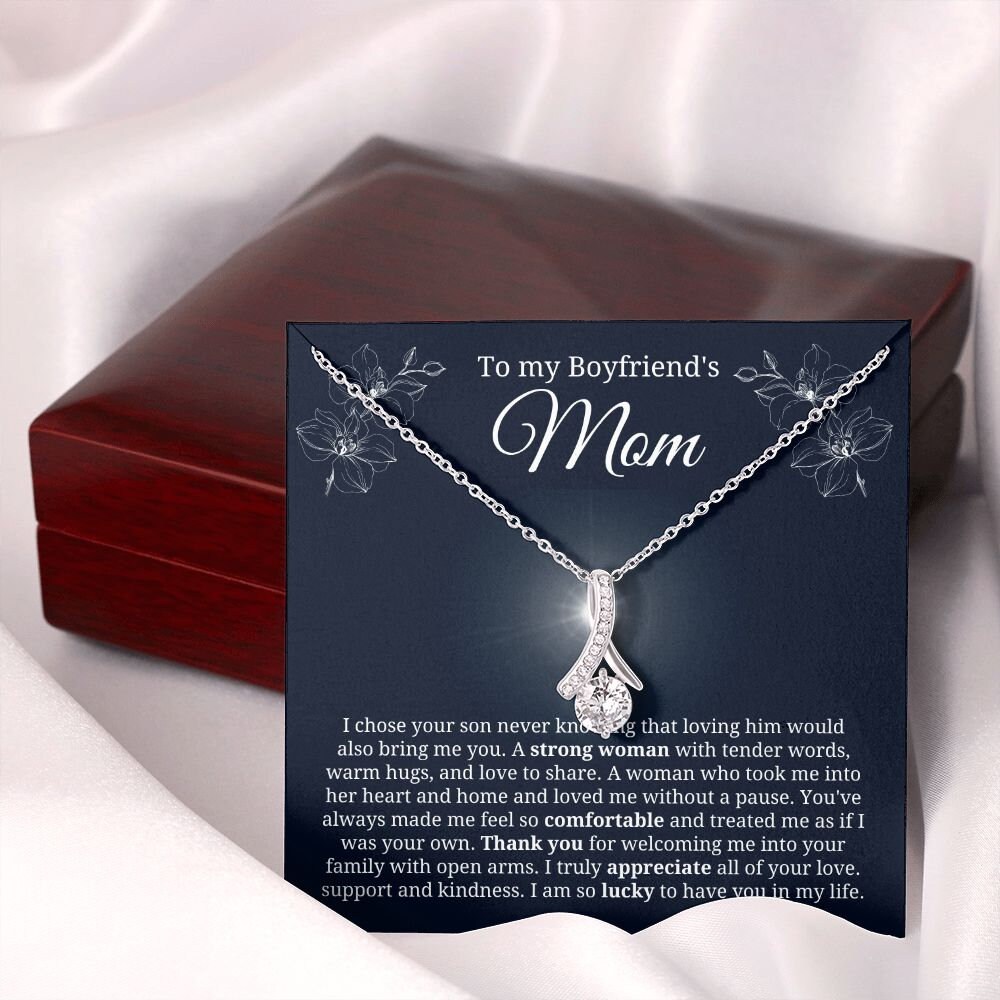 Boyfriend Mom Necklace,Gift for Boyfriend Mother,Birthday Gift,Christmas Gift,Mothers Day Gift for Boyfriends Mom Message Card Tt2411 (Breanna) 18K