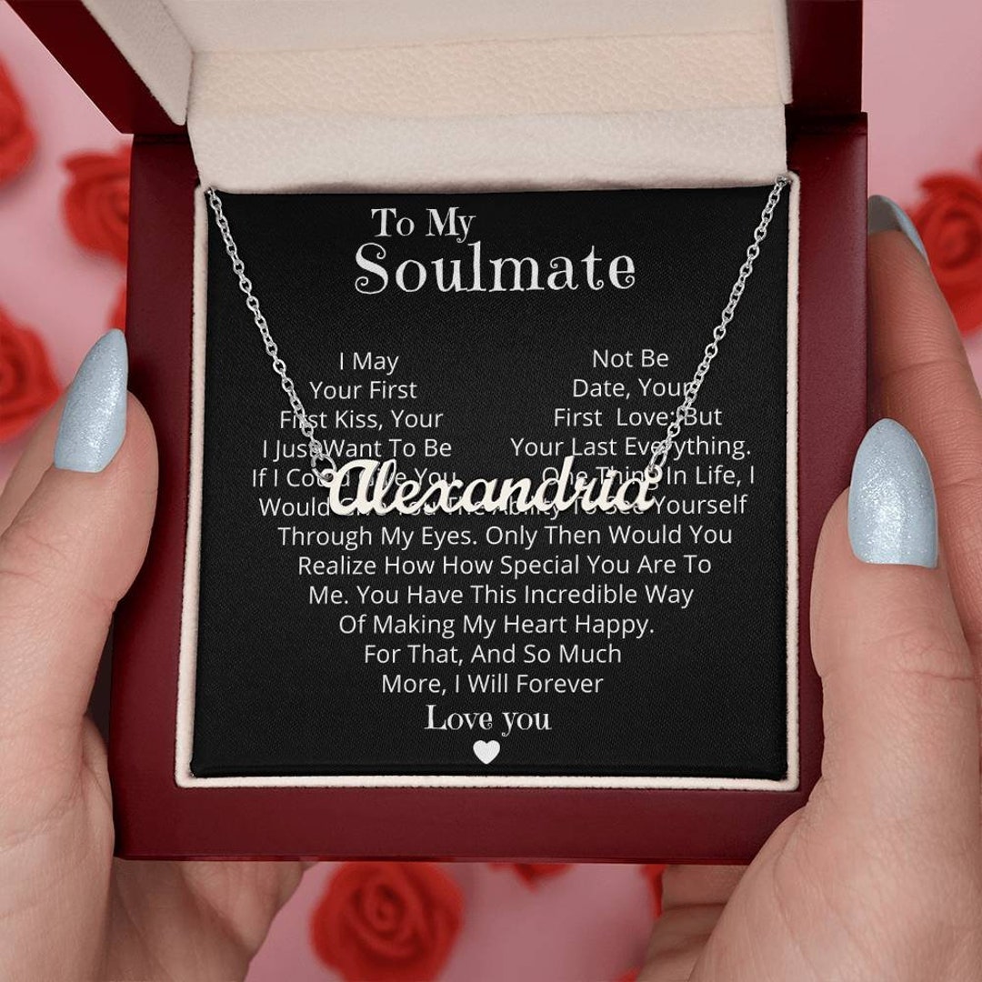 To My Soulmate Necklace, Romantic Christmas Gift for Her, Message Card