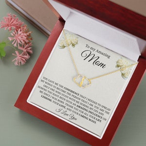 Mother gift from son gold necklace mom daughter mom message card necklace Diamond and gold pendant for mom Mom necklace with diamond